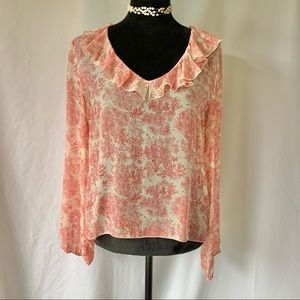 Gorgeous Soft Surroundings Silk Toile Ruffle Trim Blouse Medium